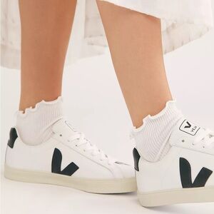 Veja White and Black Sneakers with Chunky Sole and V-Logo